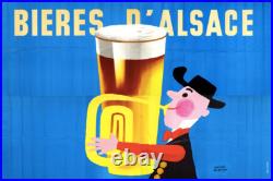 Hervé Morvan Bière D'alsace Très Grand Format Affiche Originale C. 1960