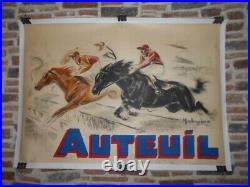 Hippisme Course D'obstacles Authentique Affiche Originale Entoilee