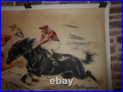 Hippisme Course D'obstacles Authentique Affiche Originale Entoilee