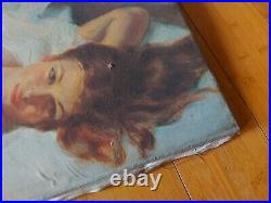 Impression Sur Toile Du Peintre Earl Moran Des Annees 70's, Pin Up, Pinup