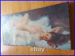 Impression Sur Toile Du Peintre Earl Moran Des Annees 70's, Pin Up, Pinup