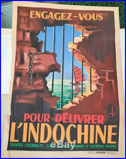 Indochine Engagez vous Affiche ancienne/original poster Pointeau 1945