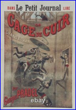 LA CAGE DE CUIR / Roman de Georges PRADEL Affiche originale entoilée 1897