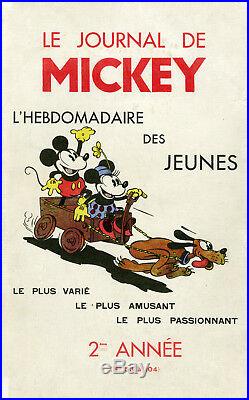LE JOURNAL DE MICKEY 2ème Année Couverture originale entoilée 1935 Walt DISNEY