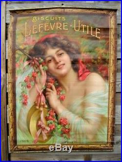 LEFEVRE UTILE Biscuits LU Nantes Affiche ancienne signée Enjolras 1909