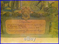 LITHOGRAPHIE AFFICHE ANCIENNE DIPLOME CYCLES PEUGEOT 1921 MAURICE NEUMONT