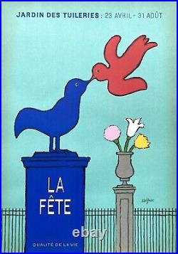 La Fête Au jardin des Tuileries par R. Savignac Affiche lithographiée originale