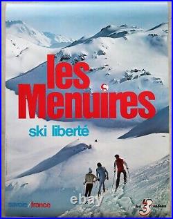 Les Menuires Les 3 Vallées Savoie Affiche ski ancienne/original poster ca 1975
