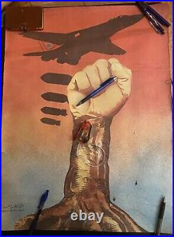 Liban Lebanon Israel Jets Palestine PLO Rare Official Poster 1970's Civil War