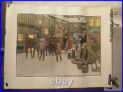 Litho Cecil Aldin Scene D'hiver Attelage Noel