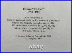 Lithographie originale numérotée Les 3 Parasols 2002 Bernard Villemot