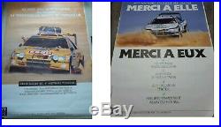 Lot de 2 affiches Peugeot Talbot Sport 405 Turbo 16 Paris-Dakar Ari Vatanen