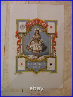 Lot de 3 affiches originales vers 1890 jeux de cartes bp grimaud roi reine