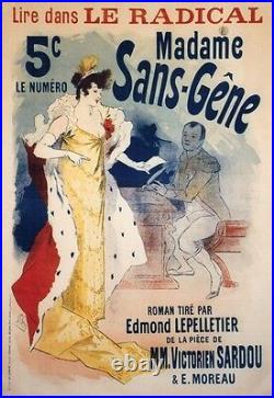 MADAME SANS-GÊNE Affiche originale entoilée Litho Jules CHERET 1894 91x127cm