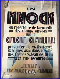 MAQUETTE affiche Pièce théatre KNOCK Cercle Guynemer Salle Fr StJean PARIS 1928