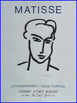 MATISSE LITHOGRAPHIES EAUX FORTES MAEGHT 1964 Affiche originale entoilée