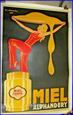 MIEL ALPHANDERY / affiche entoilé signe Gaston GORDE 1932