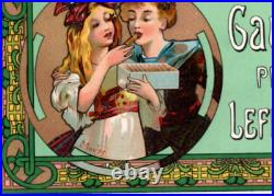 MUCHA LU Lefèvre-Utile Gaufrettes Pralinées Étiquette chromo-lithographié rare