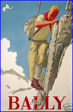 MULLY AFFICHE ANCIENNE CHAUSSURES ALPINISME BALLY imp Circa 1935 SUISSE