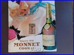 Magnifique Affiche Pub Carton Ancienne Cognac Monnet Illustrateur Haser