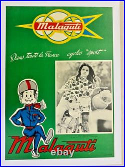 Malaguti Affiche Ancienne Originale Moto Cyclomoteur Cyclo Sport Mosquito Morini