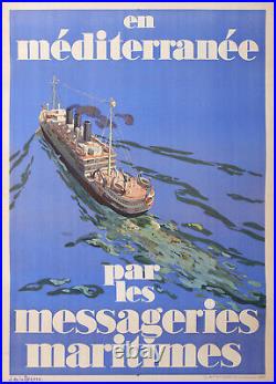 Messagerie Maritime En Méditerranée Par De La Neziere Affiche Ancienne