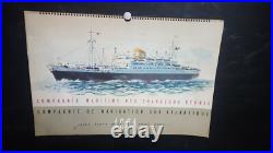 Messageries Maritimes Calendrier 4 Pages Plans-coupes 1951