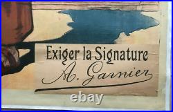 Monastine Liqueur Alcohol 1892 Eugene Oge Rare Affiche Litho Originale Entoilee