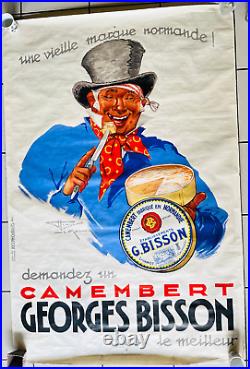 Monnier Affiche Publicitaire Originale Camembert Bisson 1937, Lithographie Pub