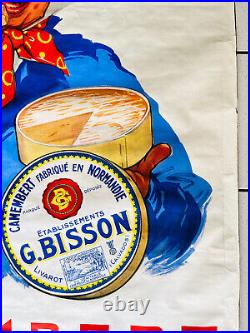 Monnier Affiche Publicitaire Originale Camembert Bisson 1937, Lithographie Pub