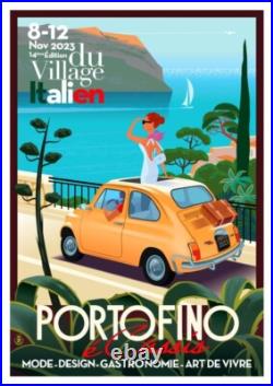 Monsieur Z Original Travel Poster Portofino e Cassis 2023 + Certificat