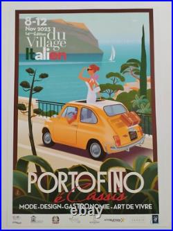 Monsieur Z Original Travel Poster Portofino e Cassis 2023 + Certificat