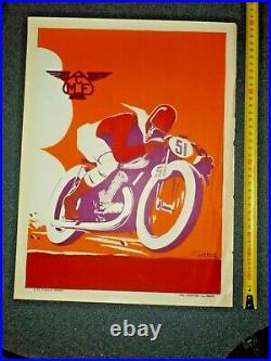 Moto club de France VERITABLE Affiche Geo Ham 1935