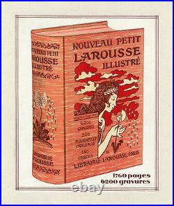 NOUVEAU PETIT LAROUSSE ILLUSTRÉ 1932 Affichette originale entoilée E. GRASSET