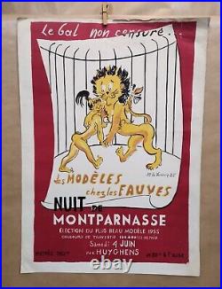 Nuit De Montparnasse Bal Non Censure Fauves Le Verrier Affiche Poster Original