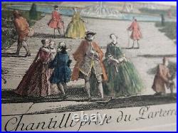 ON SOLDE! JACQUES RIGAUD gravure couleur ancienne CHATEAU CHANTILLI XVIIIème S
