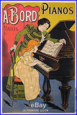 Oge Affiche Ancienne Pianos Bord CI 1900