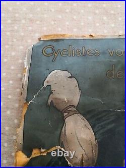 Original NORTIER affiche 1910 cycles pneus & boyaux signé mich