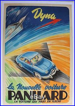 Original POSTER affiche PANHARD DYNA 1954-59 signé Jean BLANCHOT litho AVION