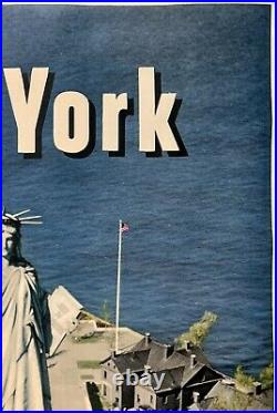 Original Vintage Affiche New York Capitale Airlines Voyage Tourisme Lin