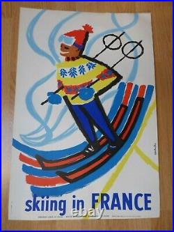 Original poster AFFICHE ANCIENNE Ski SKIING IN FRANCE Constantin 1960