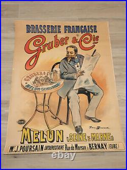 Original poster affiche 1895 BOUISSET FIRMIN Brasserie Francaise Melun GRUBER