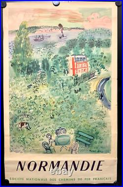 Original vintage Poster SNCF NORMANDIE par Raoul DUFY Lithographie de 1953