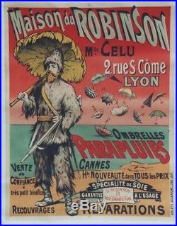 PARAPLUIES MAISON du ROBINSON Affiche originale entoilée Litho 1887 114x144cm