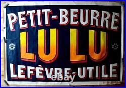 PETIT-BEURRE LU LEFÈVRE UTILE 180 x 125 cm AFFICHE ORIGINALE RARE -1937