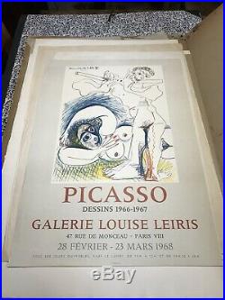PICASSO Affiche Originale Poster Galerie Louise Leiris Paris 1968 Mourlot