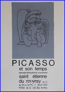 PICASSO ET SON TEMPS (ST ETIENNE DU ROUVRAY 1973) Affiche originale entoilée