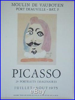 PICASSO (EXPOSITION MOULIN DE VAUBOYEN 1975) Affiche offset originale entoilée