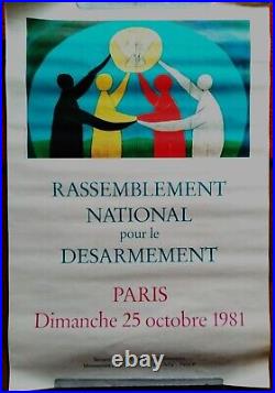 PICASSO RASSEMBLEMENT NATIONAL pour le DESARMEMENT Affiche Originale 1981