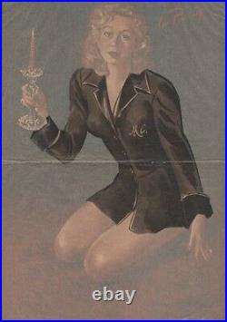 PIN-UP à la CHANDELLE Affiche originale entoilée CAROLS (BRENOT) 1950 34x51cm